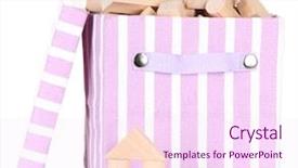  Presentation with textile wool - Theme enhanced with textile box with wooden building background and a pink colored foreground