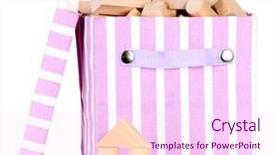  Presentation with textile wool - Colorful slide set enhanced with textile box with wooden building backdrop and a pink colored foreground