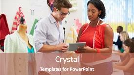  Presentation with design fashion - Audience pleasing PPT theme consisting of textile business - man and woman meeting backdrop and a coral colored foreground