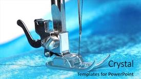  Presentation with sewing machine - Colorful slides enhanced with textile business - sewing machine and item backdrop and a teal colored foreground