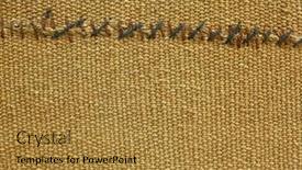  Presentation with stitch - PPT theme consisting of textile canvas with stitch background and a gold colored foreground