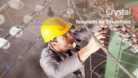  Presentation with weaving textile - Slides featuring textile company technician repairing weaving background and a coral colored foreground