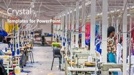  Presentation with textile - Cool new PPT theme with textile factory in africa botswana backdrop and a gray colored foreground