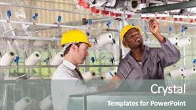 Presentation with textile industry - Beautiful theme featuring textile factory worker and quality backdrop and a gray colored foreground