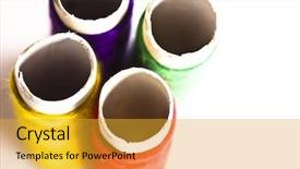  Presentation with colored dots - Presentation theme with textile fibers spinning - colored spins on white background background and a gold colored foreground