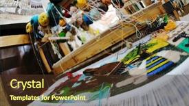  Presentation with old arabic - Beautiful theme featuring textile fibers spinning - old wooden machine for produce backdrop and a tawny brown colored foreground