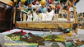  Presentation with old arabic - PPT layouts with textile fibers spinning - old wooden machine for produce background and a tawny brown colored foreground