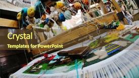  Presentation with old arabic - Colorful PPT theme enhanced with textile fibers spinning - old wooden machine for produce backdrop and a tawny brown colored foreground