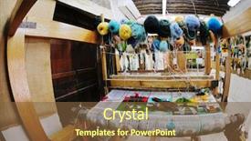  Presentation with old arabic - Slide set consisting of textile fibers spinning - old wooden machine for produce background and a tawny brown colored foreground