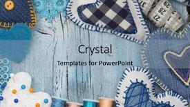  Presentation with spinning - Colorful slide set enhanced with textile fibers spinning - sewing material backdrop and a light blue colored foreground