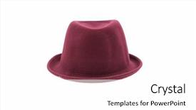  Presentation with hat - Colorful presentation theme enhanced with textile history - fedora hat isolated backdrop and a white colored foreground