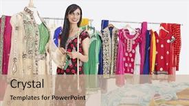  Presentation with indian traditional - Cool new slides with textile industry - beautiful indian female dressmaker looking backdrop and a soft green colored foreground