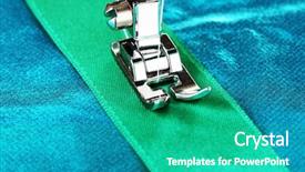  Presentation with sewing machine - Presentation enhanced with textile industry - closeup of sewing machine working background and a teal colored foreground