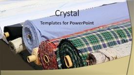  Presentation with textile shop - Presentation enhanced with textile industry - colorful fabric rolls row background and a light blue colored foreground