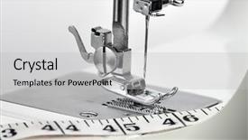  Presentation with sewing machine - Presentation theme featuring textile industry - macro view of a sewing background and a light gray colored foreground