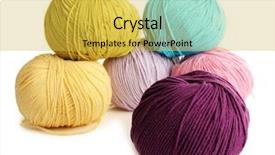  Presentation with blank whiteboard isolated on white - Presentation theme consisting of textile industry - multicolored clews isolated on white background and a yellow colored foreground