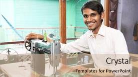  Presentation with sewing machine - Cool new theme with textile industry - portrait of indian man tailor backdrop and a soft green colored foreground
