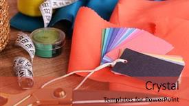  Presentation with colorful fabric - Audience pleasing presentation theme consisting of textile industry - samples of colorful fabric closeup backdrop and a red colored foreground