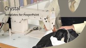  Presentation with sewing machine - Slide deck consisting of textile industry - tailor using industrial sewing machine background and a soft green colored foreground