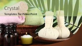  Presentation with textile - Presentation theme consisting of textile-massage-spa-equipment and a  colored foreground
