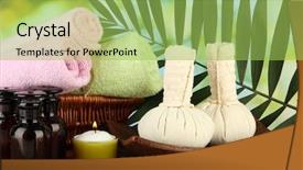  Presentation with textile - Audience pleasing presentation theme consisting of textile-massage-spa-equipment backdrop and a yellow colored foreground
