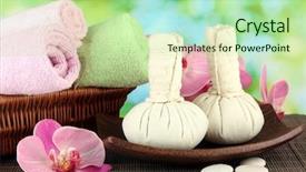  Presentation with textile - Colorful slide deck enhanced with textile-massage-spa-equipment backdrop and a mint green colored foreground