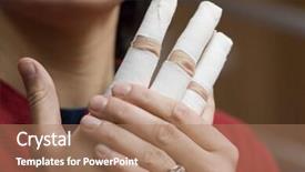  Presentation with fingers - Amazing slides having textile-sticking-plaster-on-three backdrop and a coral colored foreground