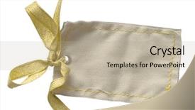  Presentation with ticket - Slide deck consisting of textile tag with gold ribbon background and a mint green colored foreground