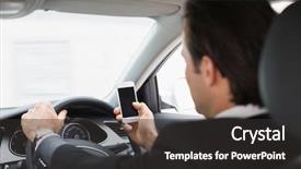  Presentation with car - Slides enhanced with texting driving - businessman sending a text message background and a dark gray colored foreground