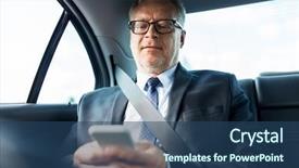  Presentation with transport and future technology concept - Theme enhanced with texting on smartphone and driving background and a ocean colored foreground