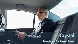  Presentation with car business - Amazing PPT layouts having texting on smartphone and driving backdrop and a ocean colored foreground