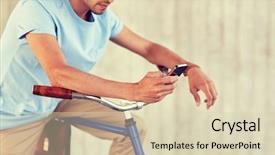  Presentation with information communication technology - Slides having texting on smartphone with fix background and a soft green colored foreground