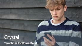  Presentation with child depressed - Cool new theme with texting or social media backdrop and a ocean colored foreground