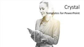  Presentation with double exposure of business people - Colorful PPT theme enhanced with texting over city and double backdrop and a white colored foreground