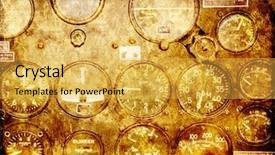  Presentation with control panel - Cool new PPT layouts with texture and retro control panel backdrop and a yellow colored foreground