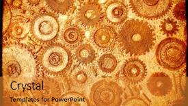  Presentation with mechanical gear - Audience pleasing theme consisting of texture and vintage machine gear backdrop and a gold colored foreground