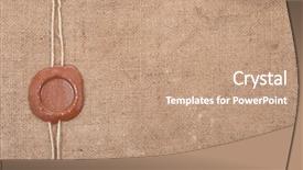  Presentation with wax - Theme with texture canvas - wax seal on sackcloth material background and a coral colored foreground