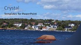  Presentation with coastal - Theme having texture-coastal-rocks background and a light blue colored foreground