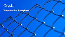  Presentation with chain link fence - PPT theme enhanced with texture-of-chainlink-chain-link and a cobalt blue colored foreground
