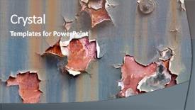  Presentation with chrome aluminium texture metal - Slides having texture of paintwork falling apart background and a coral colored foreground