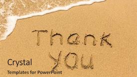  Presentation with thank - Audience pleasing PPT layouts consisting of texture of sea sand backdrop and a yellow colored foreground