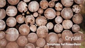  Presentation with wood log - Cool new PPT layouts with texture of wood log pile background backdrop and a coral colored foreground