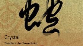  Presentation with chinese calligraphy - Audience pleasing PPT theme consisting of texture old paper zodiac signs - chinese calligraphy 2013 - words backdrop and a coral colored foreground