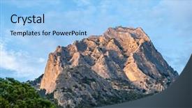  Presentation with tree sky trees green - Colorful slide set enhanced with textured rocks with green trees backdrop and a  colored foreground