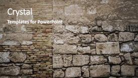  Presentation with architecture city - Audience pleasing theme consisting of textured stone wall spanish city backdrop and a gray colored foreground