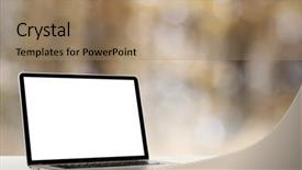  Presentation with computer - Presentation theme with tft - modern laptop computer isolated background and a coral colored foreground