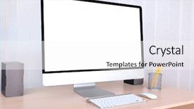  Presentation with workplace - Colorful PPT layouts enhanced with tft - office workplace with modern computer backdrop and a  colored foreground