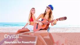  Presentation with guitar - Audience pleasing presentation theme consisting of th de sportive - girls having fun playing guitar backdrop and a  colored foreground