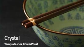  Presentation with chopstick - PPT theme having thai ancient food - chinese bowl with chopstick diagonal background and a dark gray colored foreground