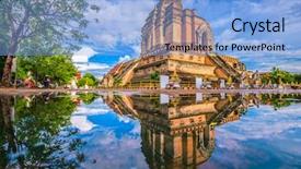  Presentation with thai temple - PPT theme featuring thai ancient temple - chiang mai thailand at wat background and a light blue colored foreground